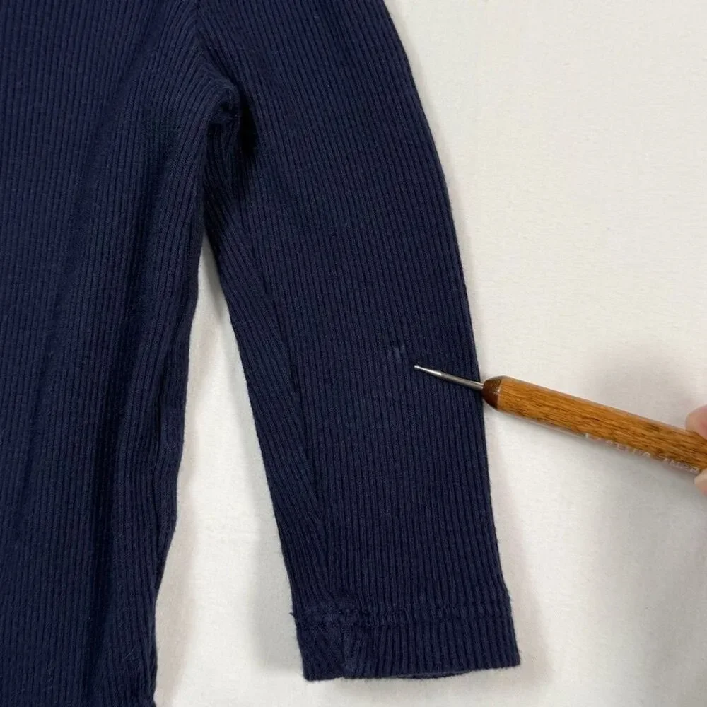 GAP Baby Girls Ribbed Long‎ Sleeve Bodysuit 6-12 Months Classic Navy